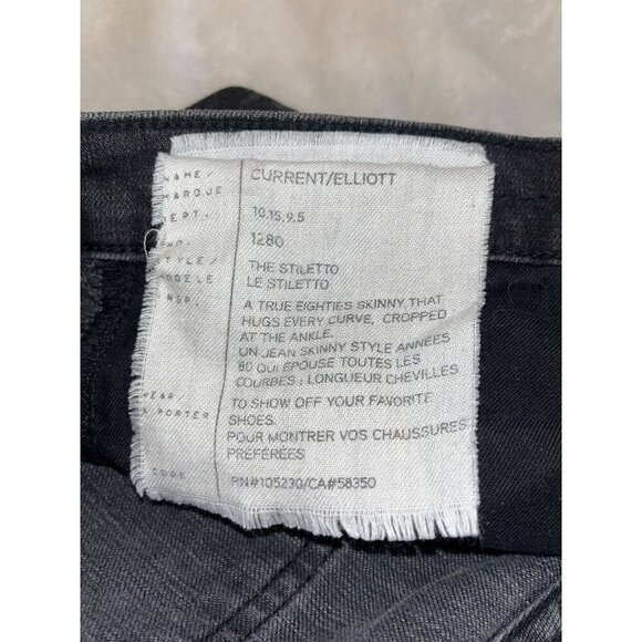 Current/Elliott The stiletto  Polka Dot Skinny Jeans 29 in black ash - Picture 8 of 8